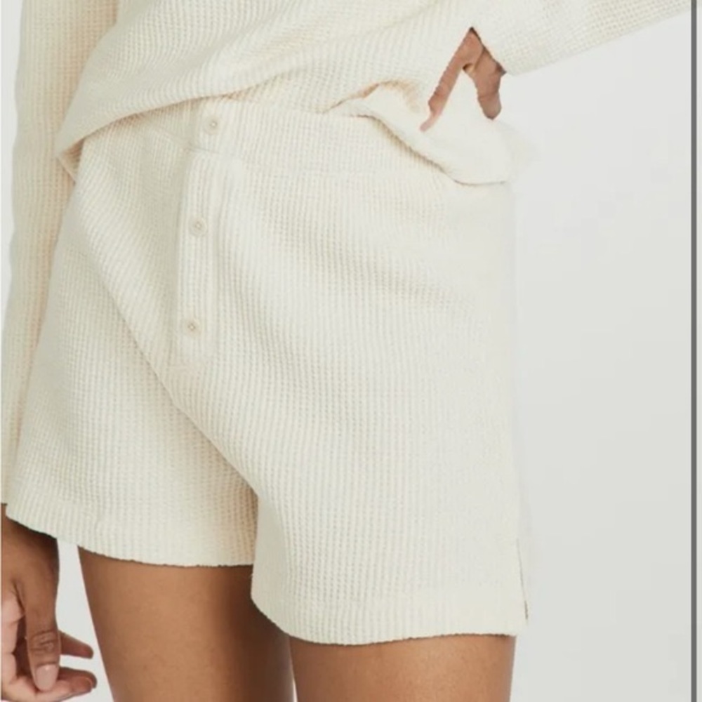 Reformation Dixon Waffle Cream Shorts